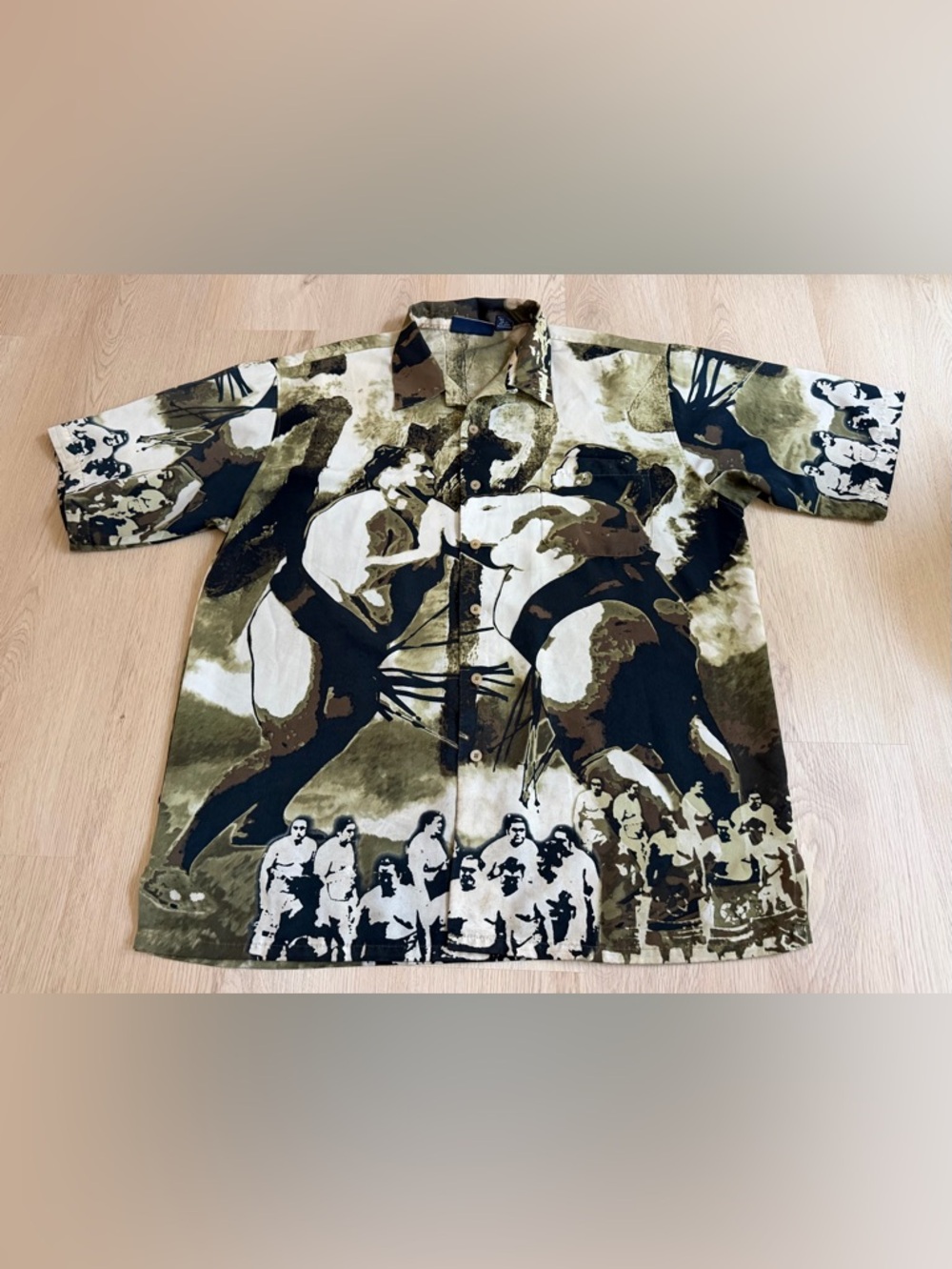 Vintage South Pole Sumo Wrestler Button Up Shirt Size XL Y2K 90s